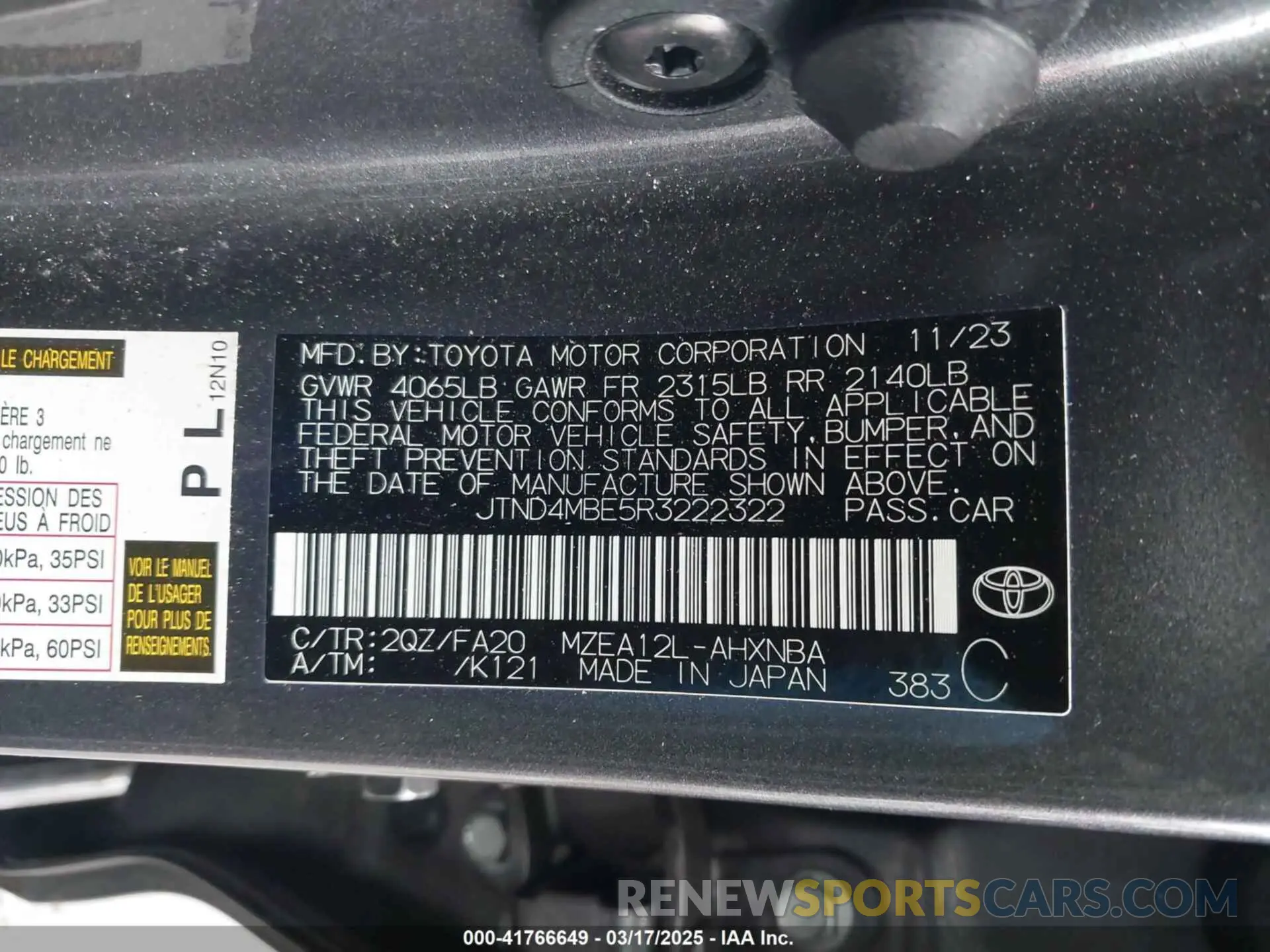 9 fotografías del automóvil dañado JTND4MBE5R3222322 TOYOTA COROLLA 2024