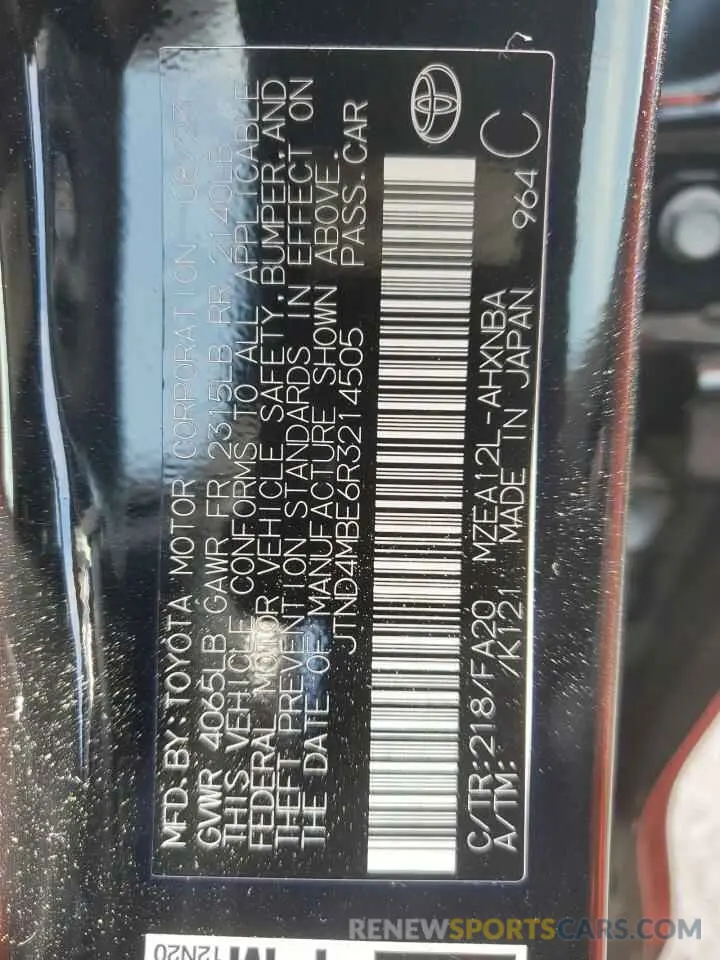 12 fotografías del automóvil dañado JTND4MBE6R3214505 TOYOTA COROLLA 2024