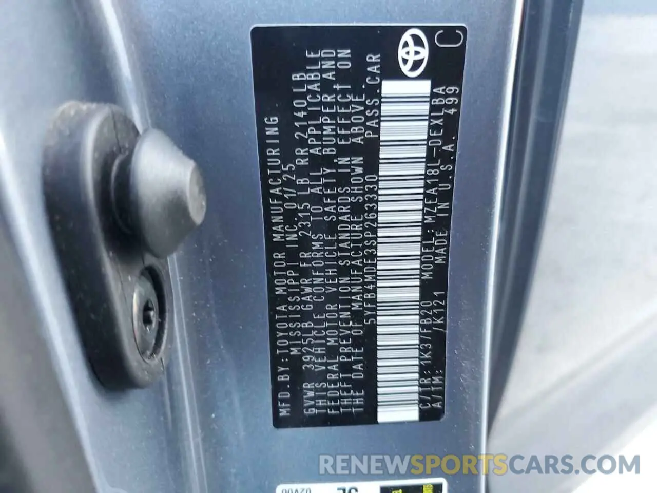 12 fotografías del automóvil dañado 5YFB4MDE3SP263330 TOYOTA COROLLA 2025