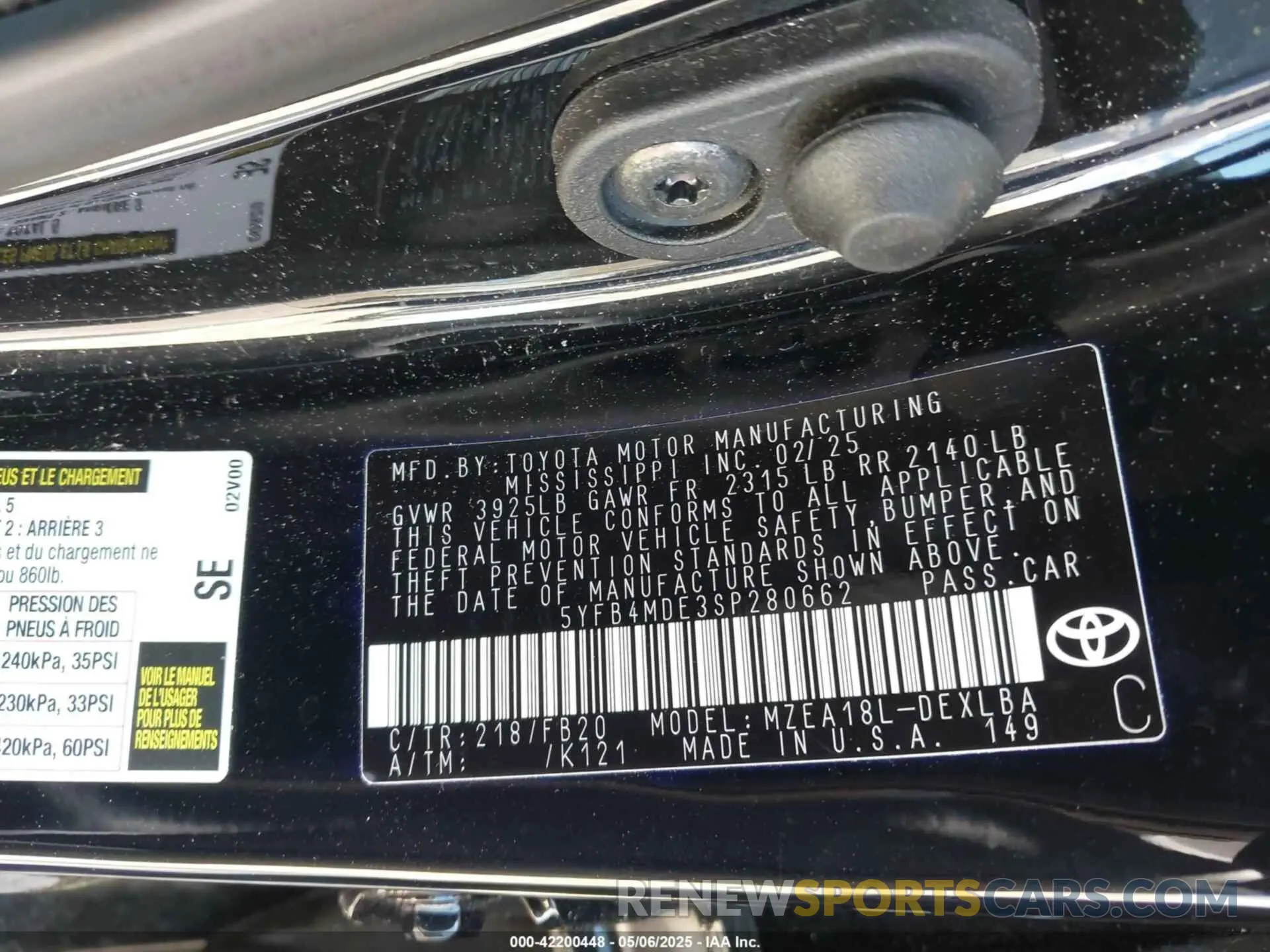 9 fotografías del automóvil dañado 5YFB4MDE3SP280662 TOYOTA COROLLA 2025
