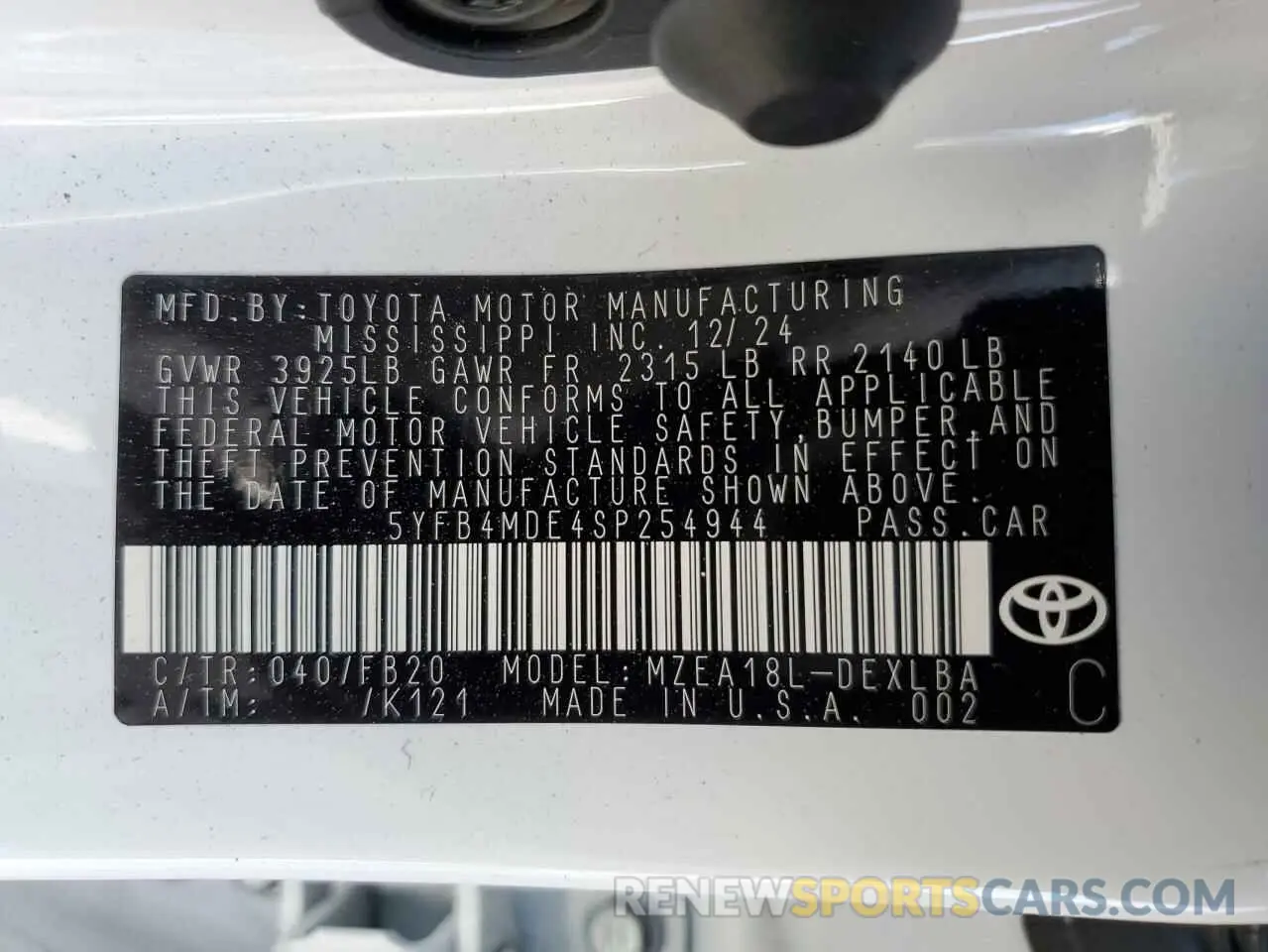 13 fotografías del automóvil dañado 5YFB4MDE4SP254944 TOYOTA COROLLA 2025