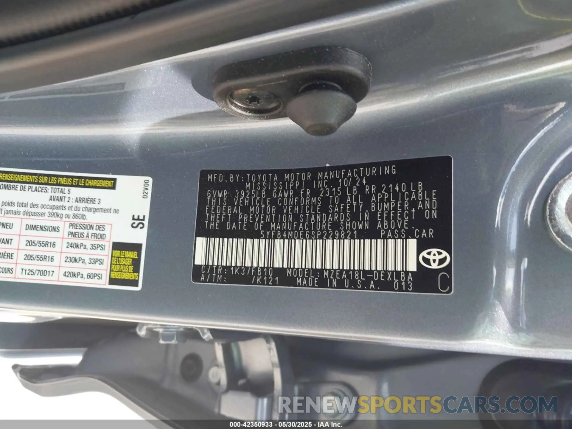 9 fotografías del automóvil dañado 5YFB4MDE6SP229821 TOYOTA COROLLA 2025