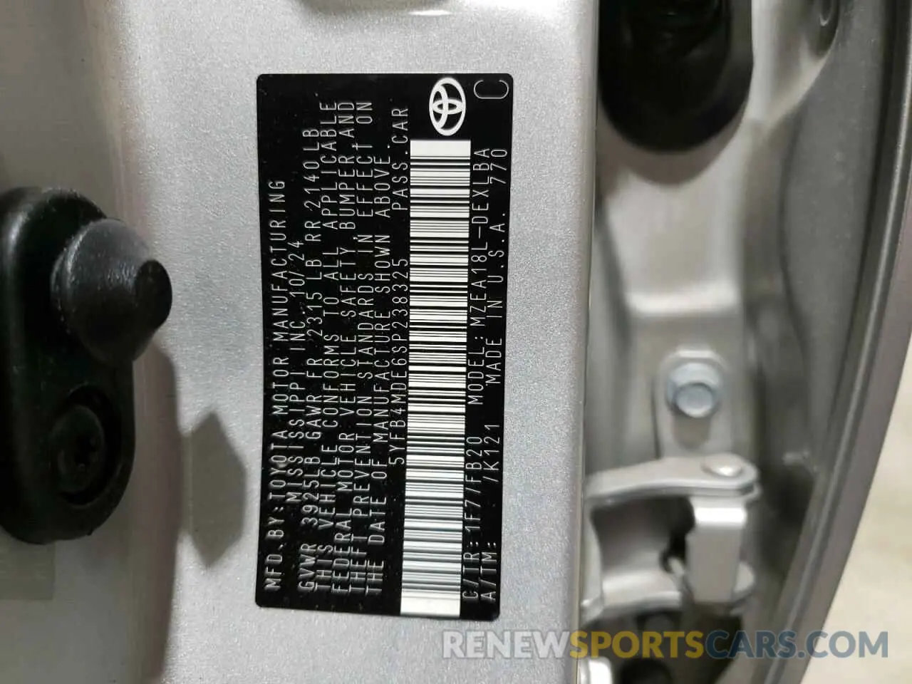 14 fotografías del automóvil dañado 5YFB4MDE6SP238325 TOYOTA COROLLA 2025