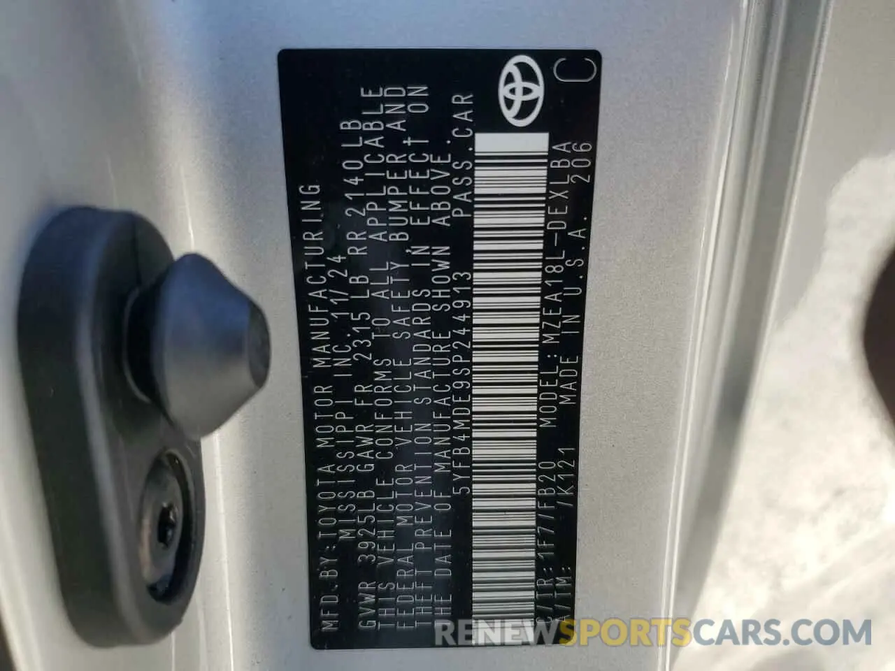 12 fotografías del automóvil dañado 5YFB4MDE9SP244913 TOYOTA COROLLA 2025