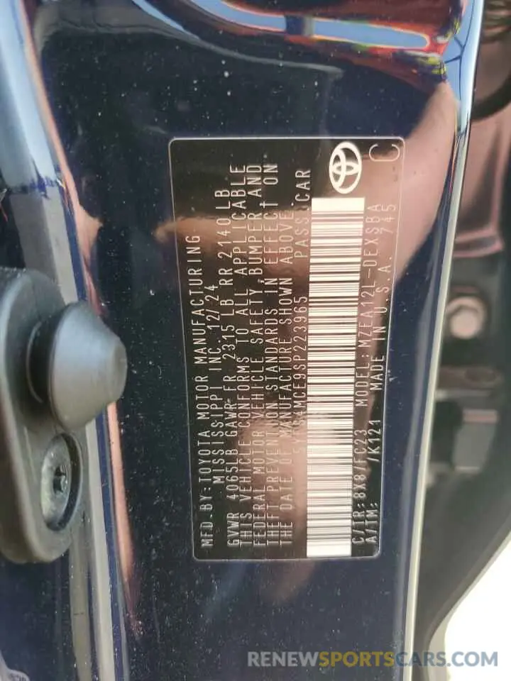 15 fotografías del automóvil dañado 5YFS4MCE9SP223965 TOYOTA COROLLA 2025