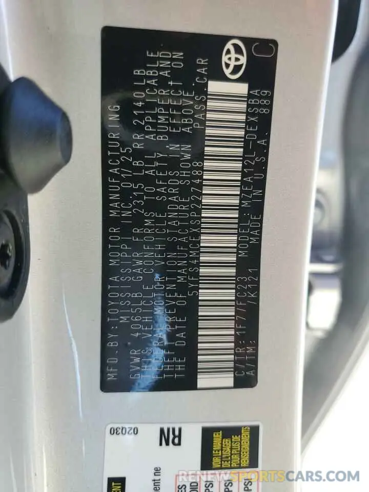 13 fotografías del automóvil dañado 5YFS4MCEXSP227488 TOYOTA COROLLA 2025