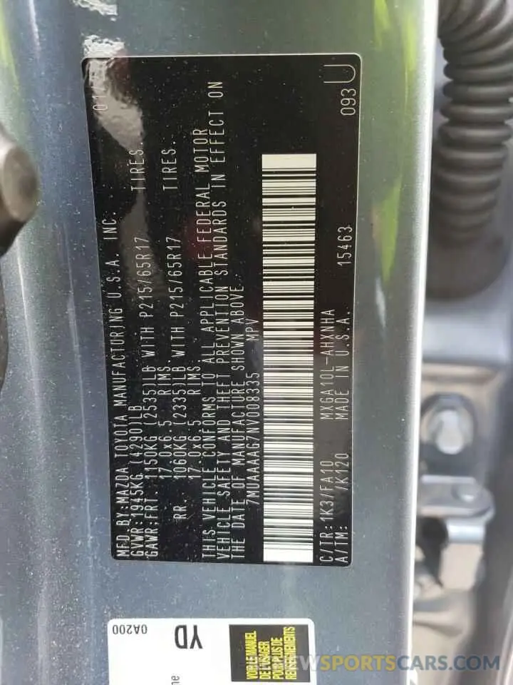 13 fotografías del automóvil dañado 7MUAAAAG7NV008335 TOYOTA COROLLA CR 2022