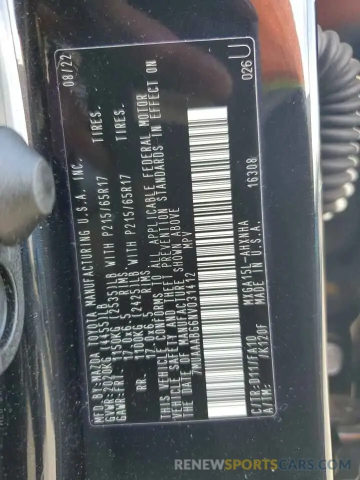 13 fotografías del automóvil dañado 7MUAAABG6NV031412 TOYOTA COROLLA CR 2022