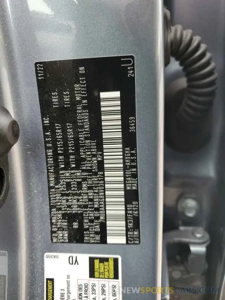 13 fotografías del automóvil dañado 7MUBAAAG8NV036178 TOYOTA COROLLA CR 2022