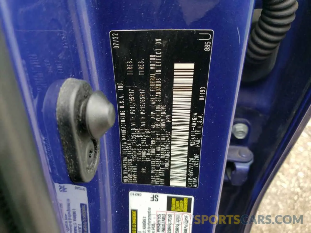 15 fotografías del automóvil dañado 7MUCAABG7NV024767 TOYOTA COROLLA CR 2022