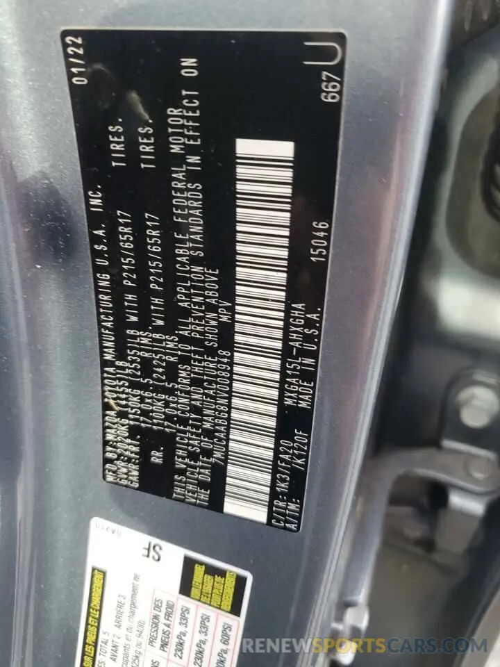 13 fotografías del automóvil dañado 7MUCAABG8NV008948 TOYOTA COROLLA CR 2022