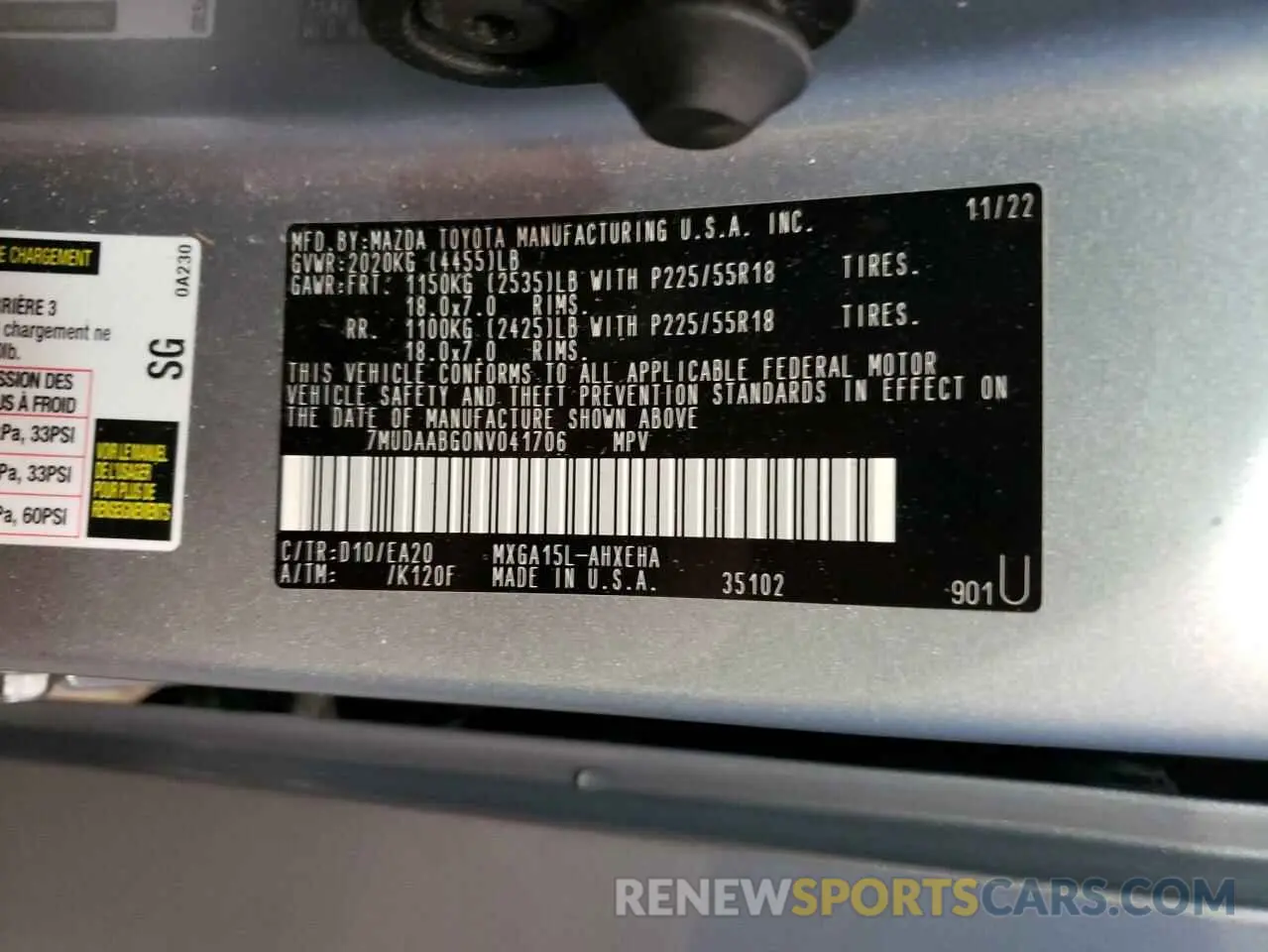 13 fotografías del automóvil dañado 7MUDAABG0NV041706 TOYOTA COROLLA CR 2022