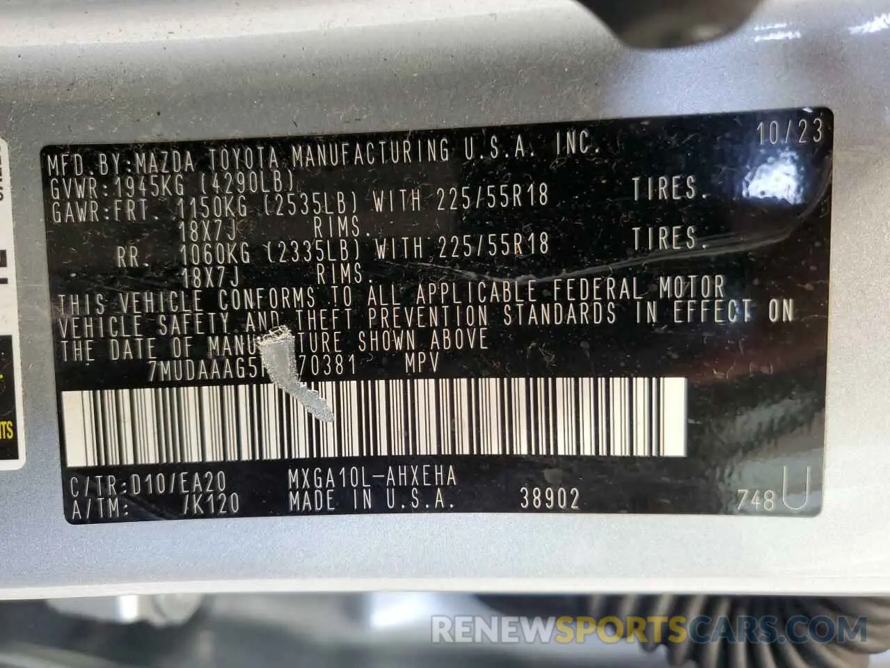 13 fotografías del automóvil dañado 7MUDAAAG5PV070381 TOYOTA COROLLA CR 2023