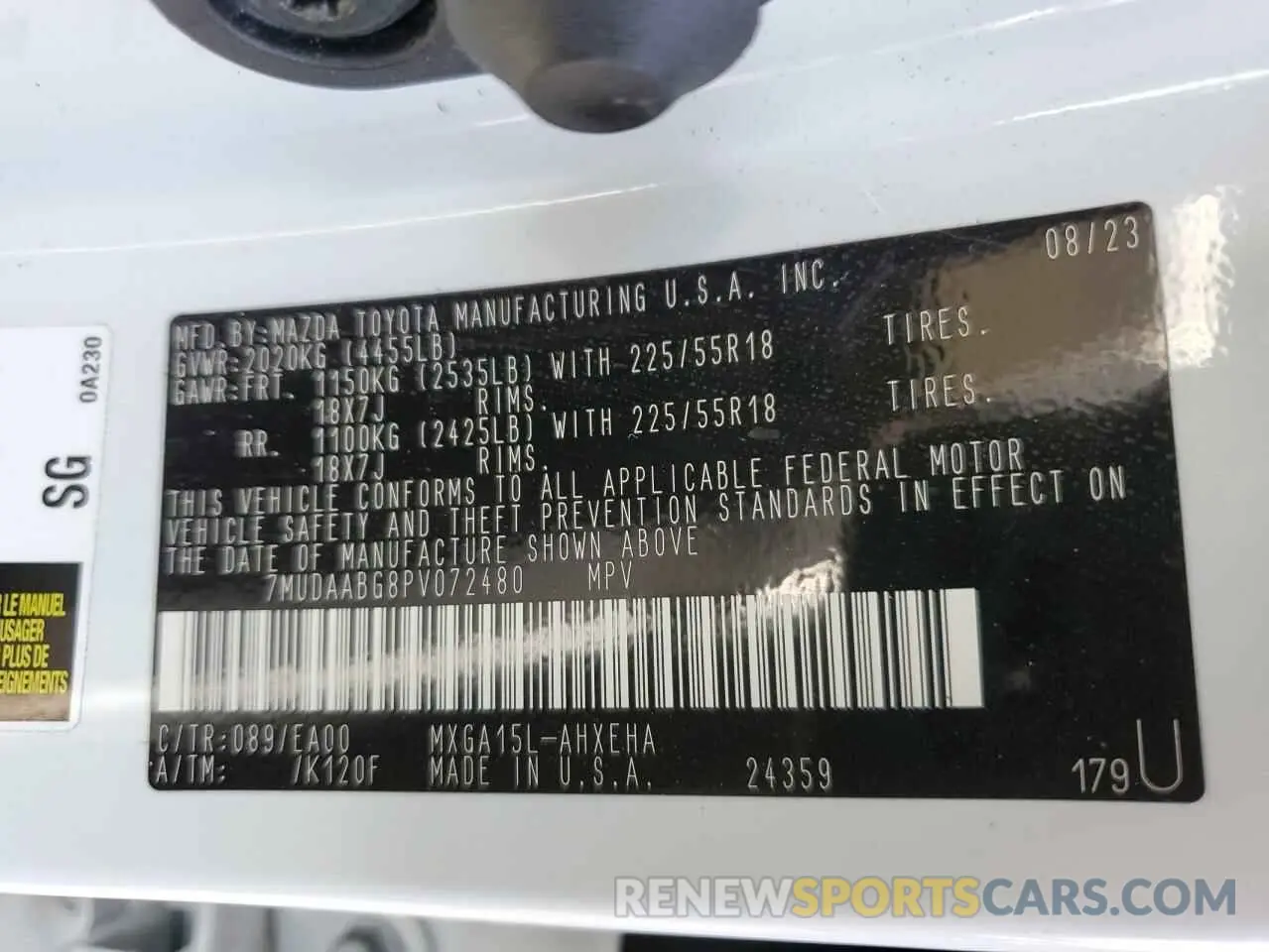 14 fotografías del automóvil dañado 7MUDAABG8PV072480 TOYOTA COROLLA CR 2023