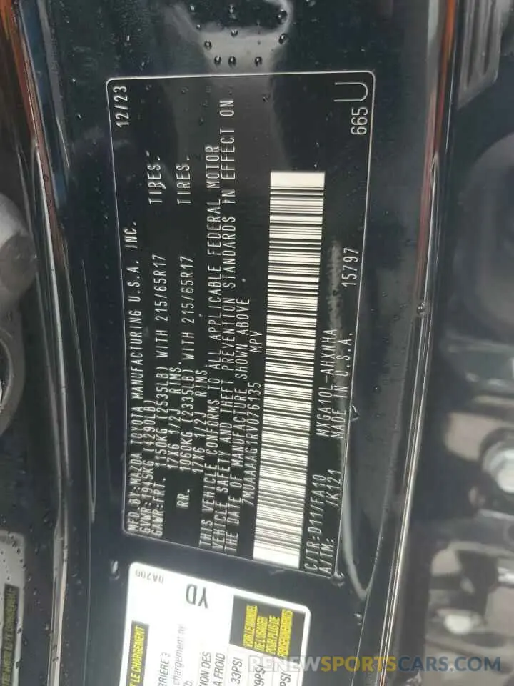 13 fotografías del automóvil dañado 7MUAAAAG1RV076135 TOYOTA COROLLA CR 2024