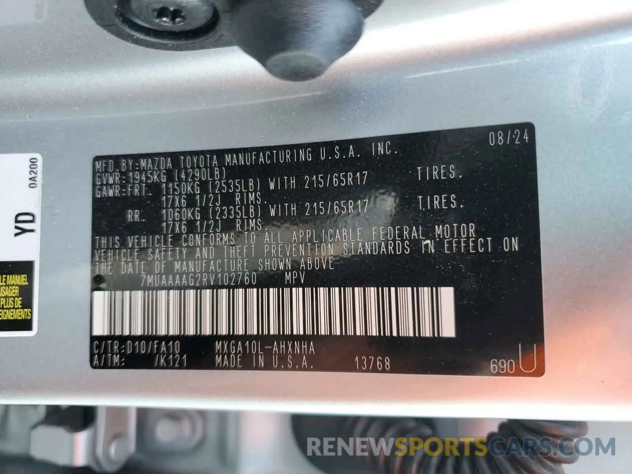13 fotografías del automóvil dañado 7MUAAAAG2RV102760 TOYOTA COROLLA CR 2024