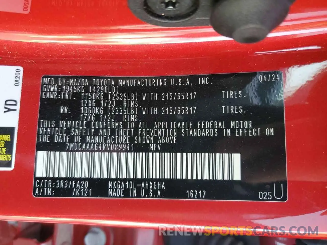 13 fotografías del automóvil dañado 7MUCAAAG4RV089941 TOYOTA COROLLA CR 2024
