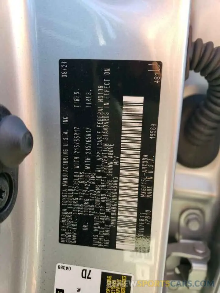 11 fotografías del automóvil dañado 7MUFBABG7RV049863 TOYOTA COROLLA CR 2024
