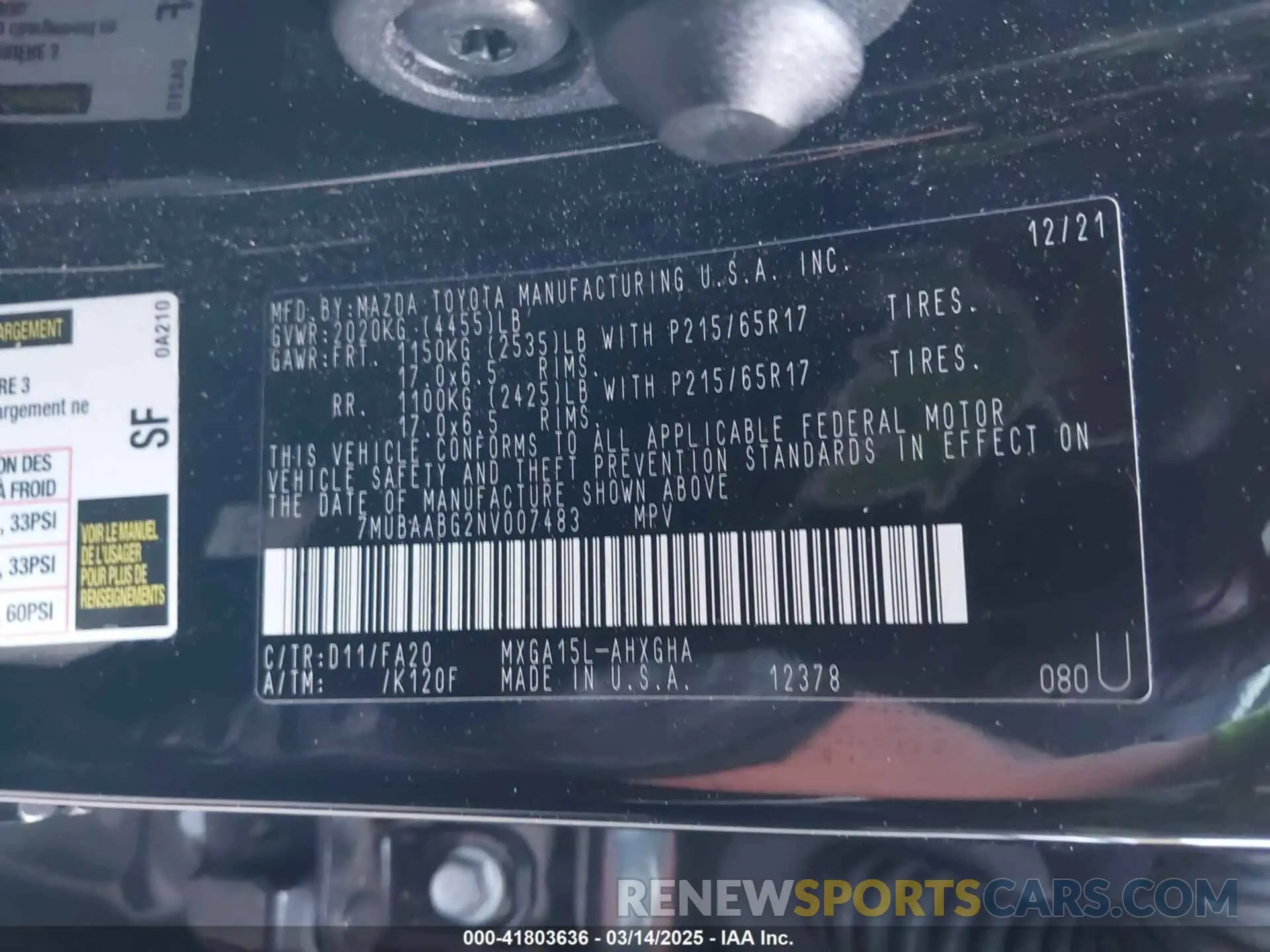 9 fotografías del automóvil dañado 7MUBAABG2NV007483 TOYOTA COROLLA CROSS 2022
