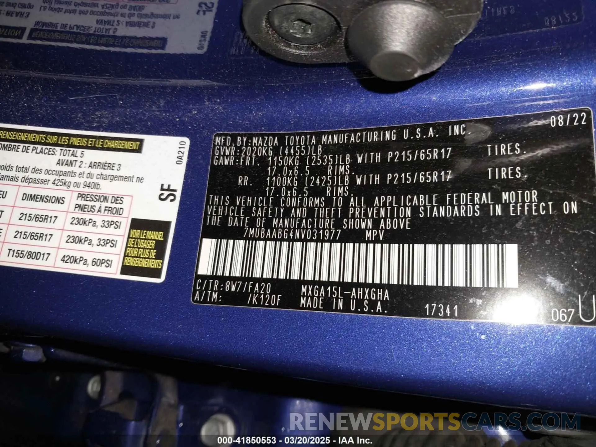 9 fotografías del automóvil dañado 7MUBAABG4NV031977 TOYOTA COROLLA CROSS 2022