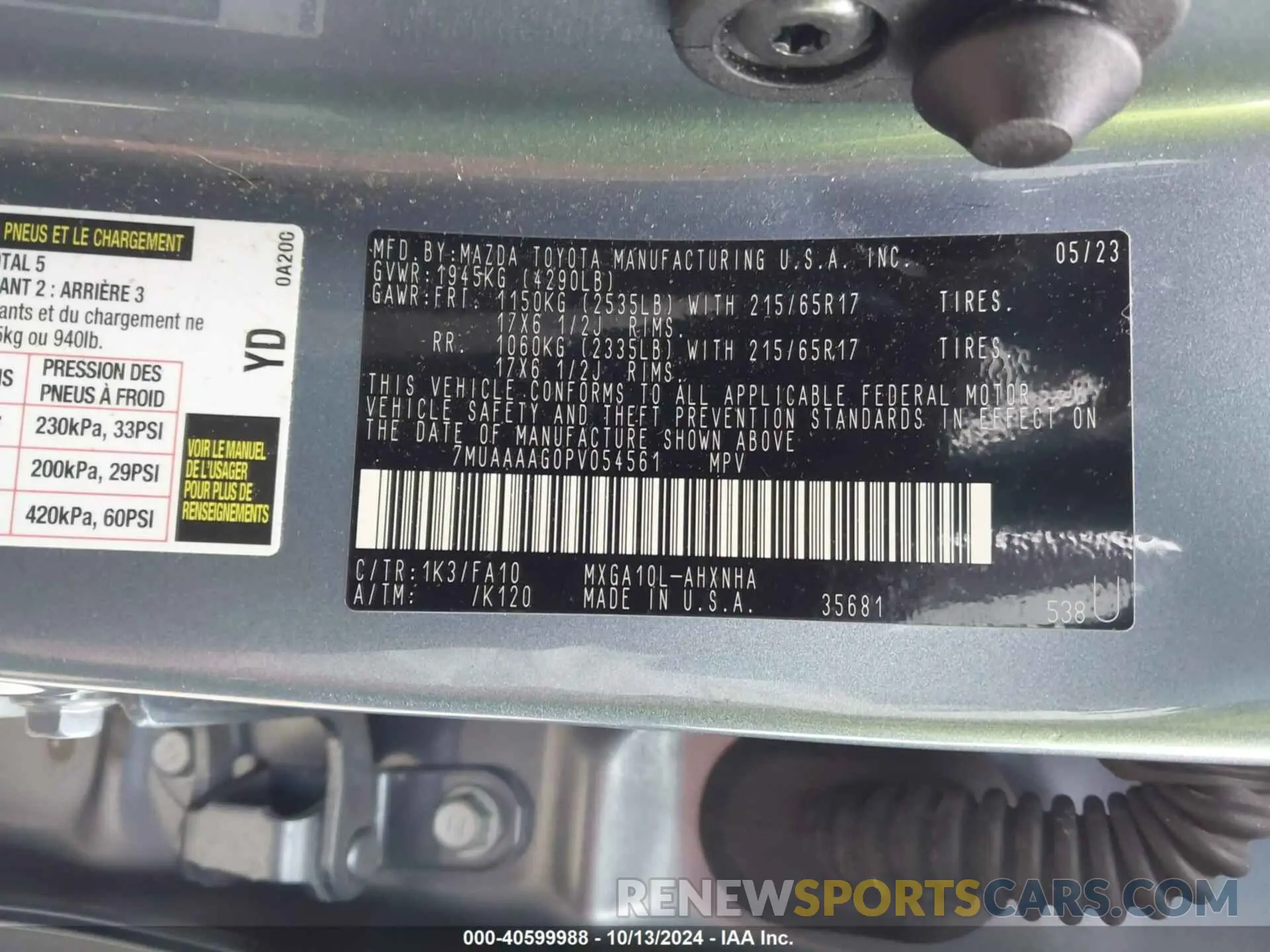 9 fotografías del automóvil dañado 7MUAAAAG0PV054561 TOYOTA COROLLA CROSS 2023