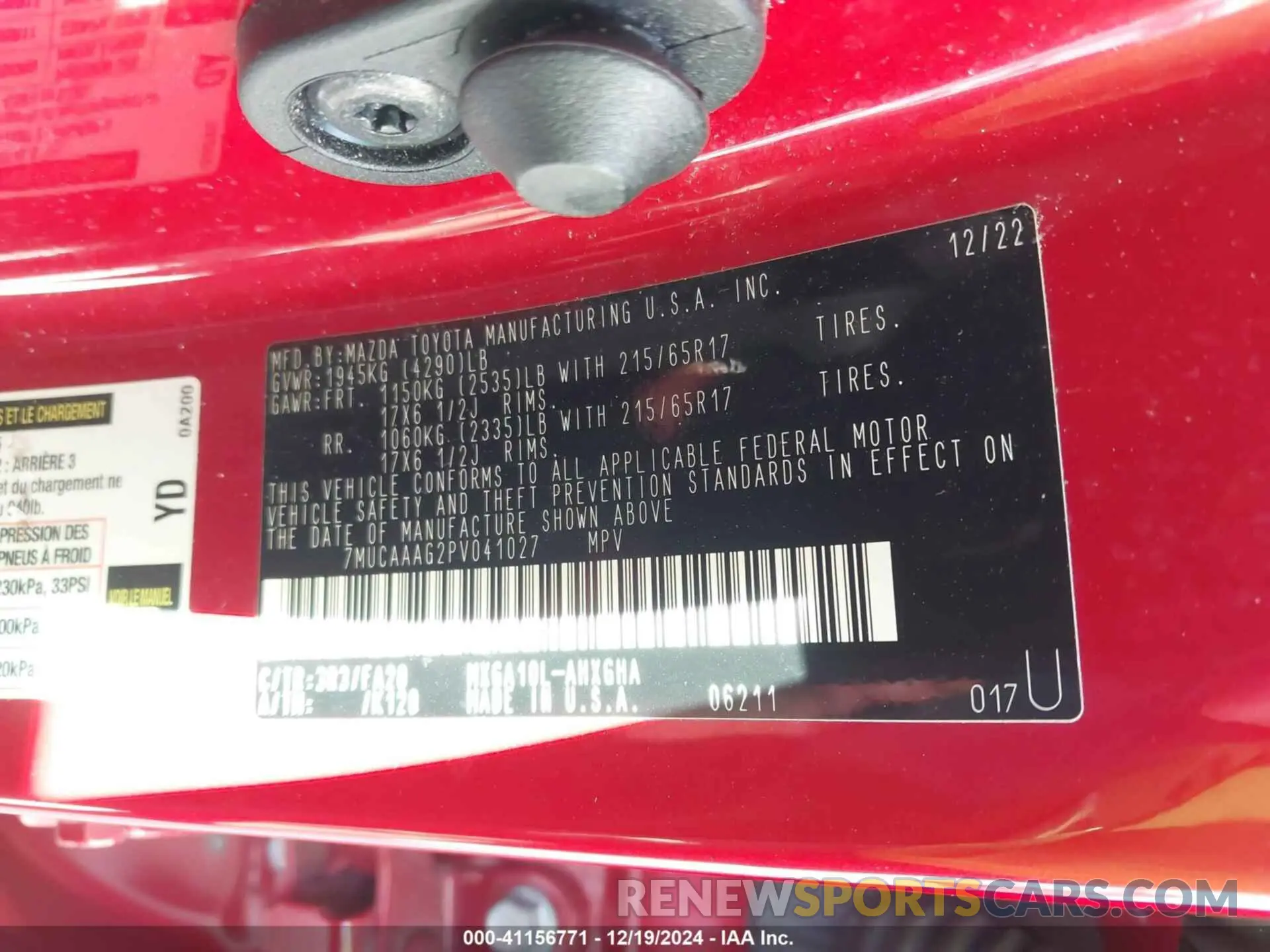 9 fotografías del automóvil dañado 7MUCAAAG2PV041027 TOYOTA COROLLA CROSS 2023