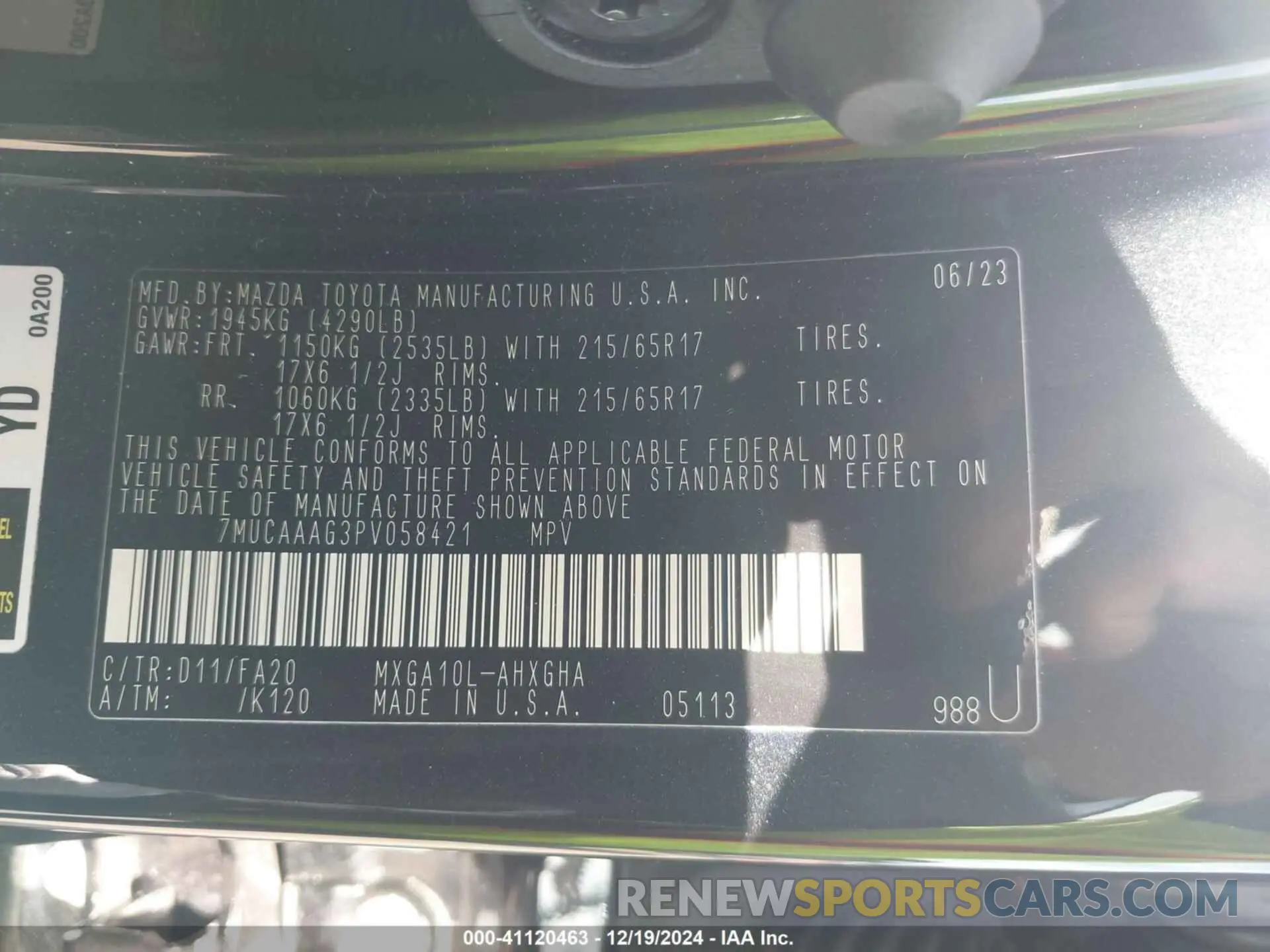 9 fotografías del automóvil dañado 7MUCAAAG3PV058421 TOYOTA COROLLA CROSS 2023