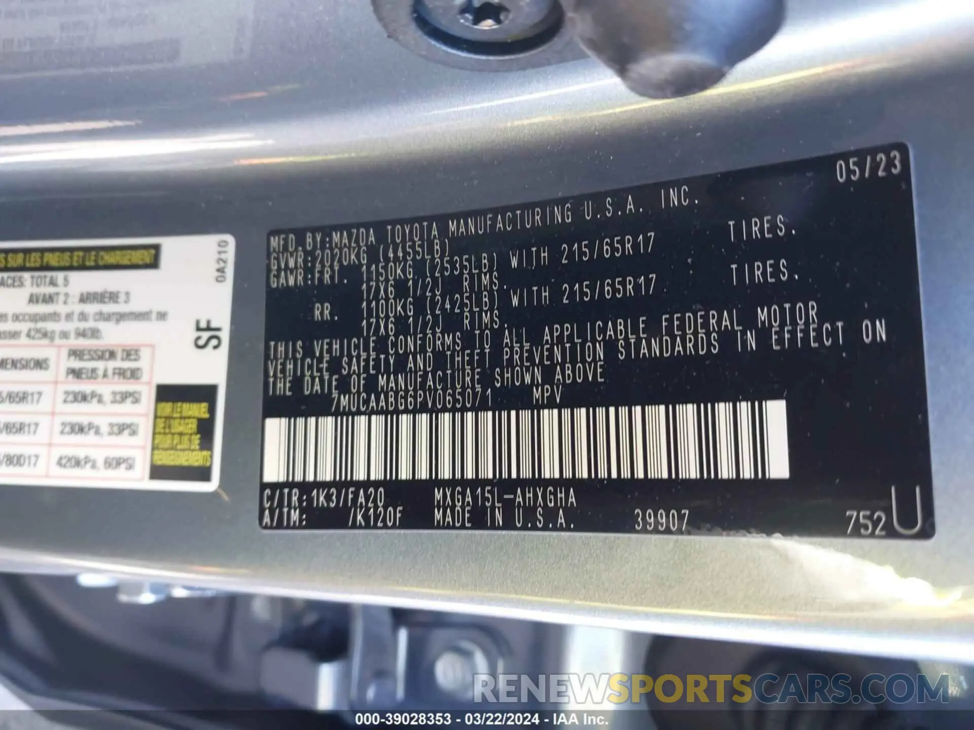 9 fotografías del automóvil dañado 7MUCAABG6PV065071 TOYOTA COROLLA CROSS 2023
