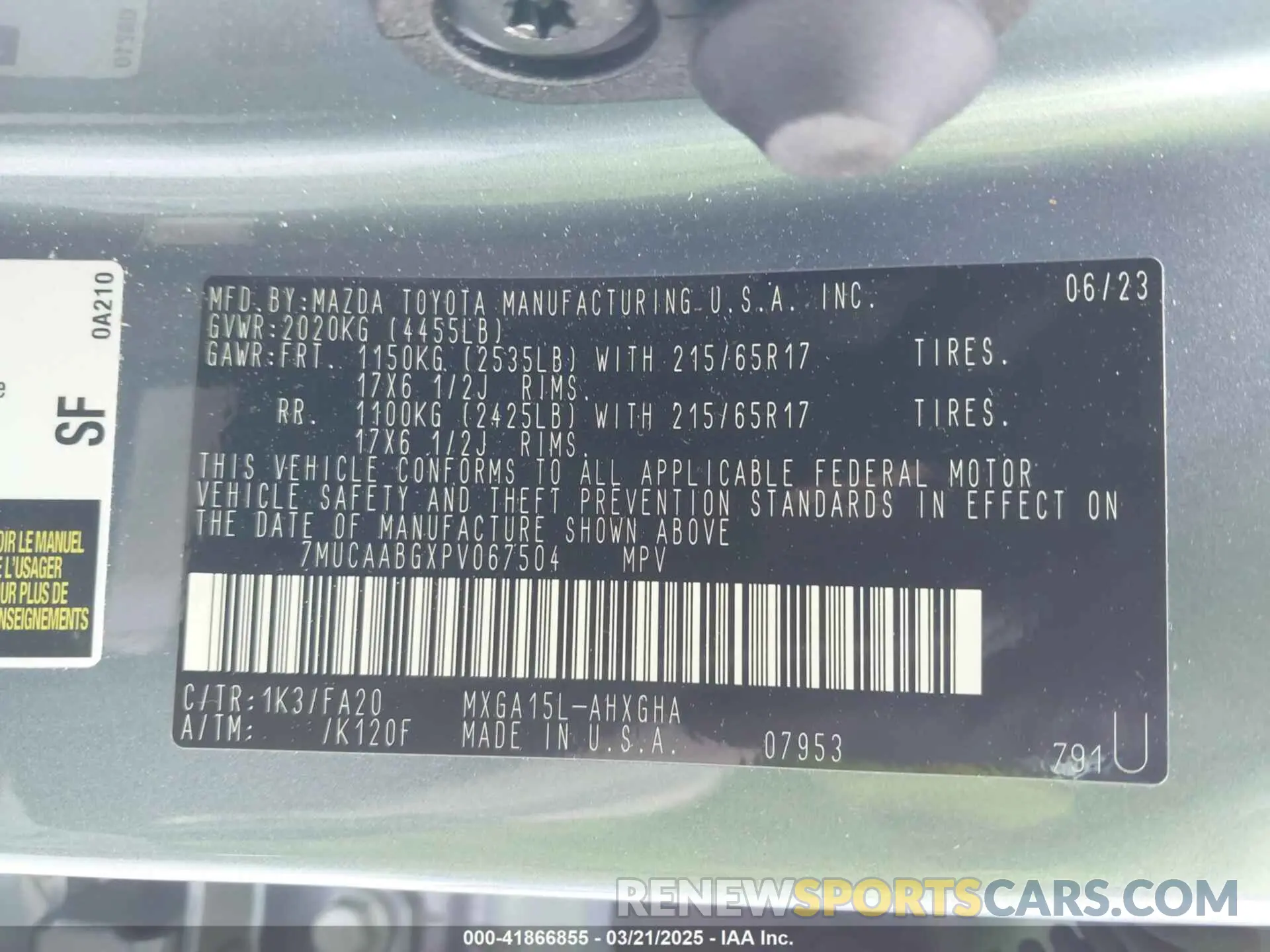 9 fotografías del automóvil dañado 7MUCAABGXPV067504 TOYOTA COROLLA CROSS 2023