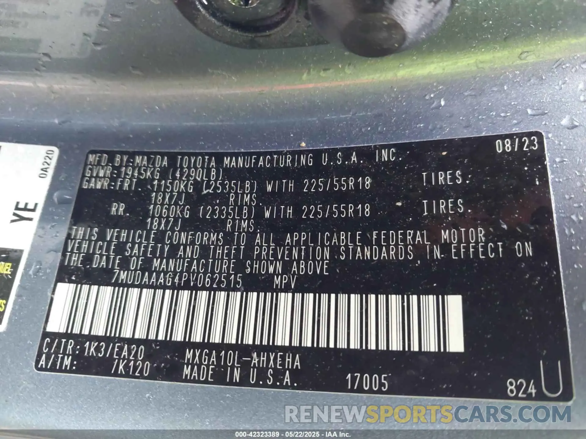 9 fotografías del automóvil dañado 7MUDAAAG4PV062515 TOYOTA COROLLA CROSS 2023