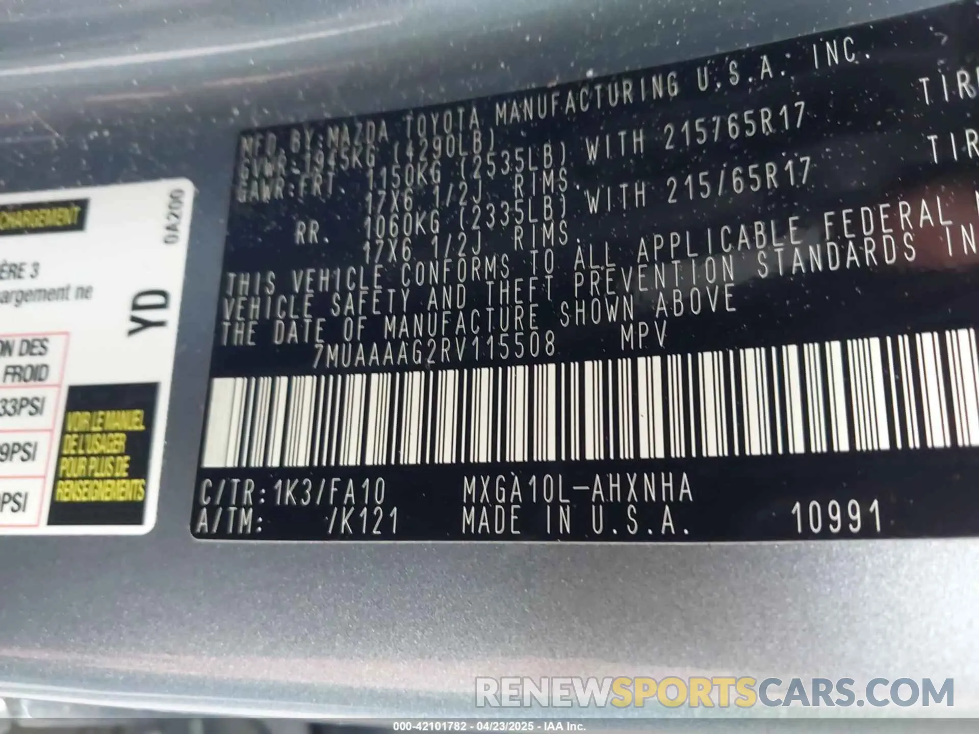 9 fotografías del automóvil dañado 7MUAAAAG2RV115508 TOYOTA COROLLA CROSS 2024