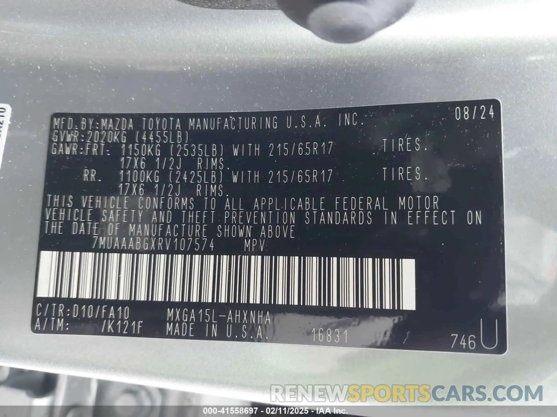 9 fotografías del automóvil dañado 7MUAAABGXRV107574 TOYOTA COROLLA CROSS 2024
