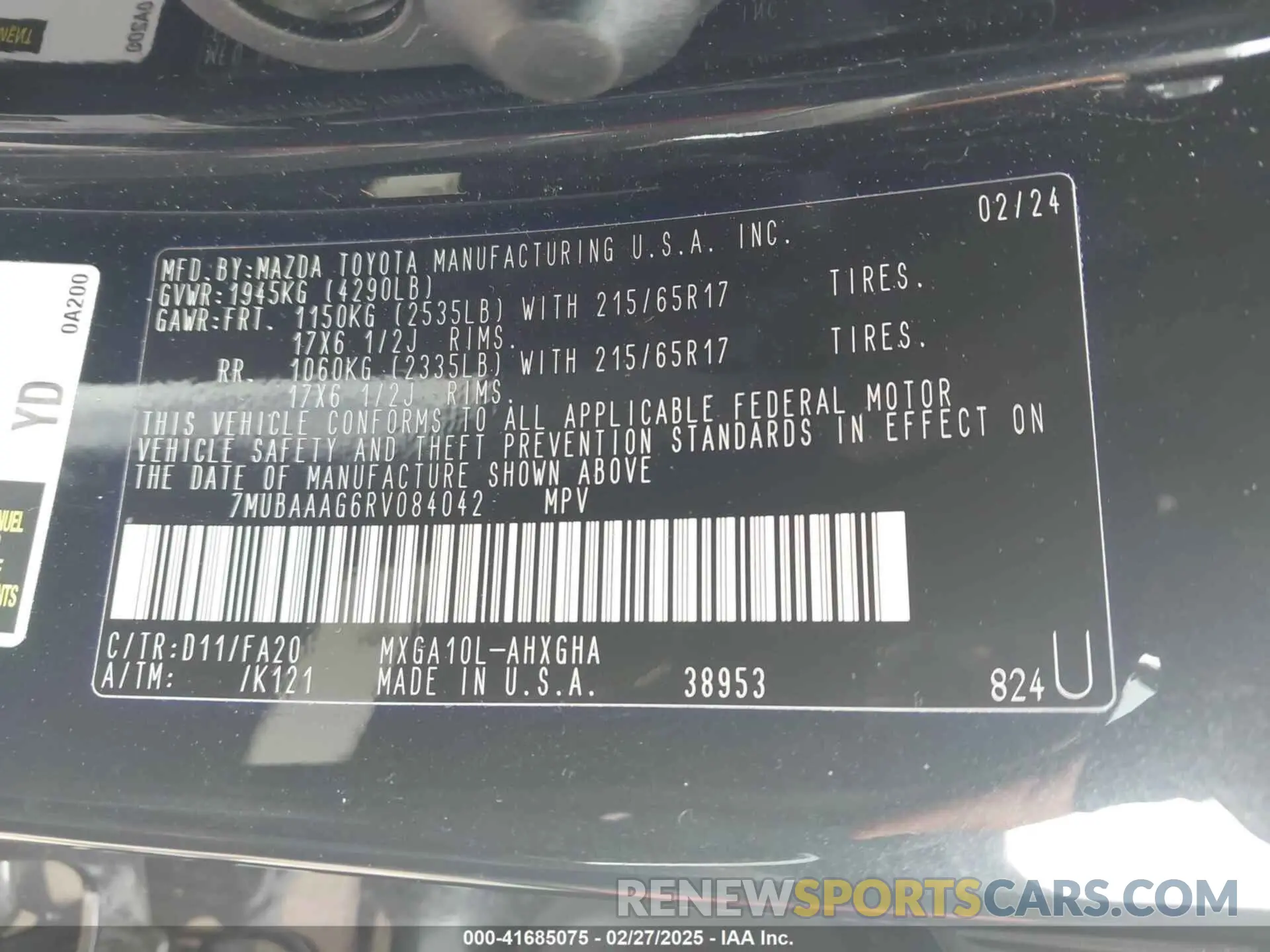 9 fotografías del automóvil dañado 7MUBAAAG6RV084042 TOYOTA COROLLA CROSS 2024