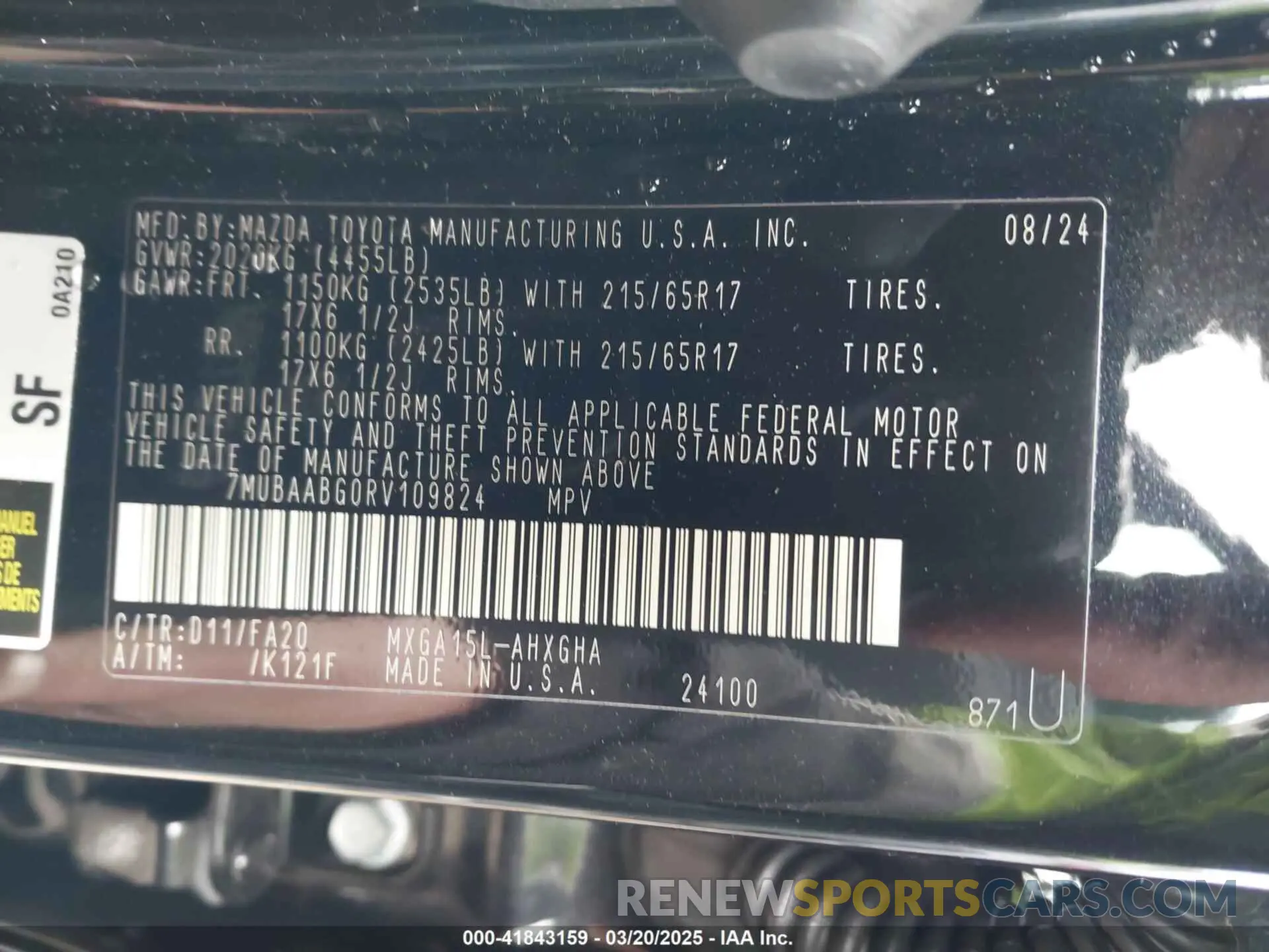 9 fotografías del automóvil dañado 7MUBAABG0RV109824 TOYOTA COROLLA CROSS 2024