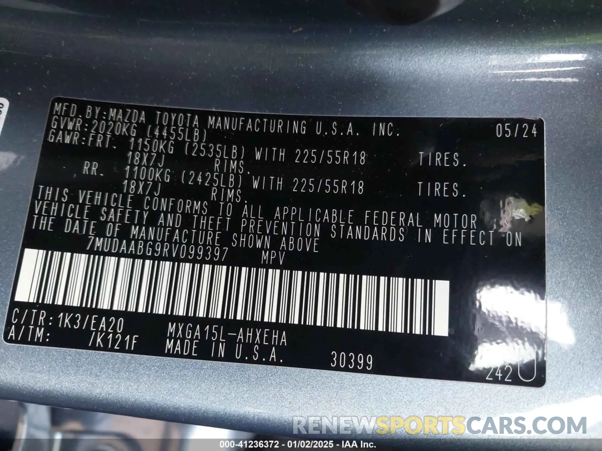 9 fotografías del automóvil dañado 7MUDAABG9RV099397 TOYOTA COROLLA CROSS 2024