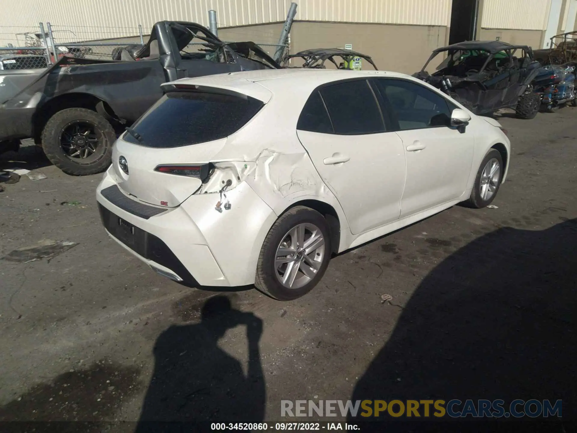 4 fotografías del automóvil dañado JTNK4RBE2K3043195 TOYOTA COROLLA HATCHBACK 2019