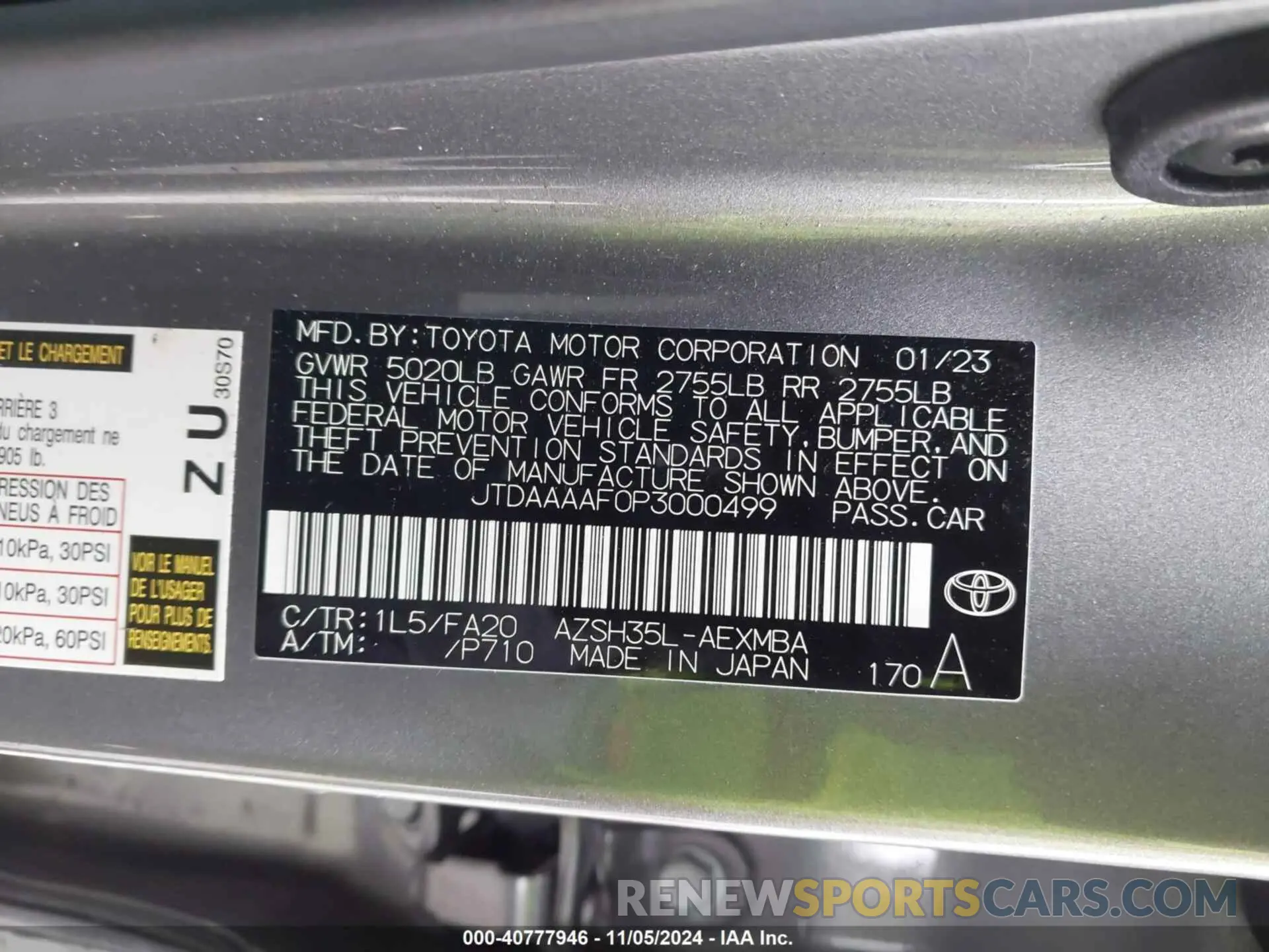 9 fotografías del automóvil dañado JTDAAAAF0P3000499 TOYOTA CROWN 2023