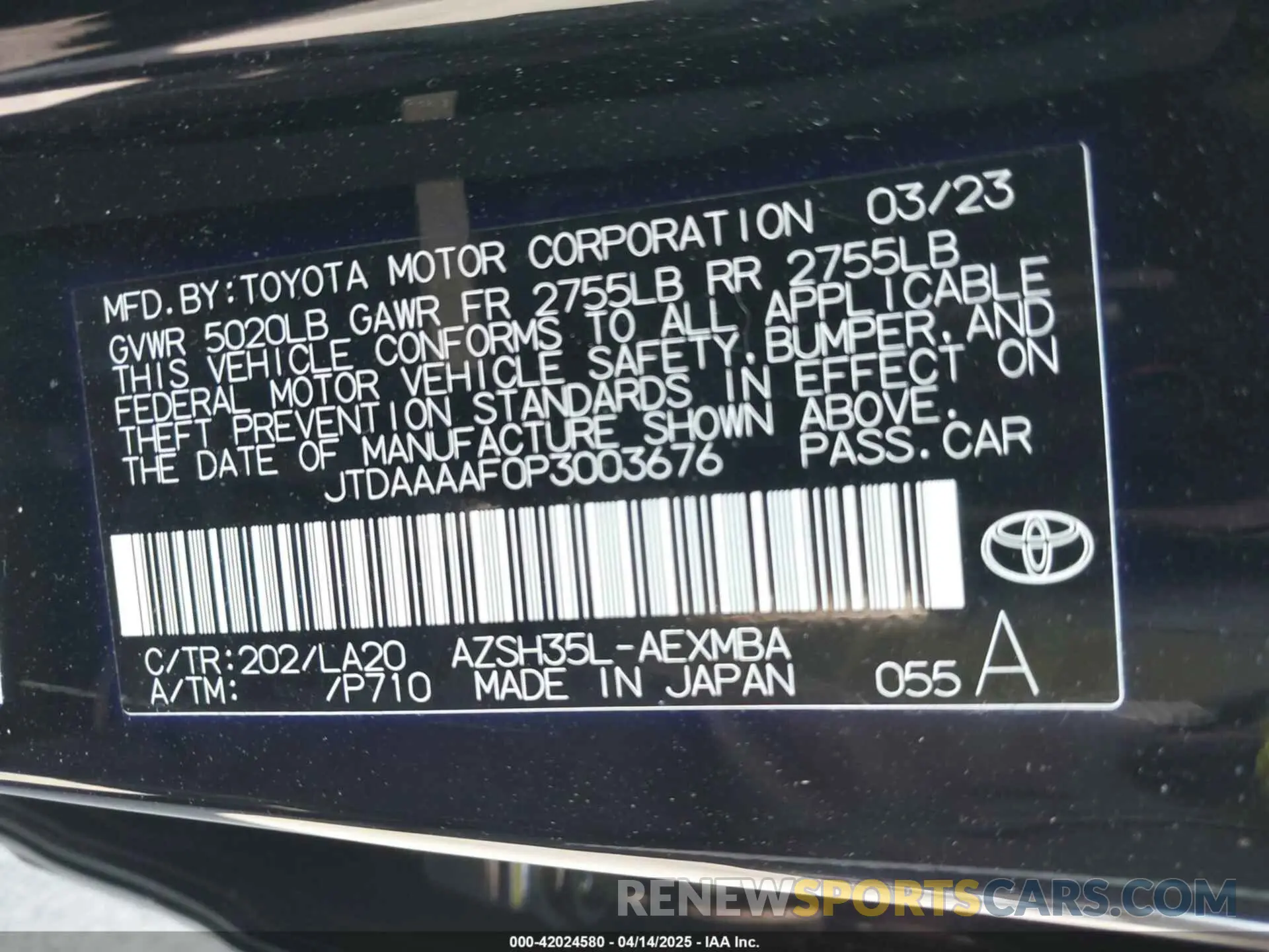 9 fotografías del automóvil dañado JTDAAAAF0P3003676 TOYOTA CROWN 2023