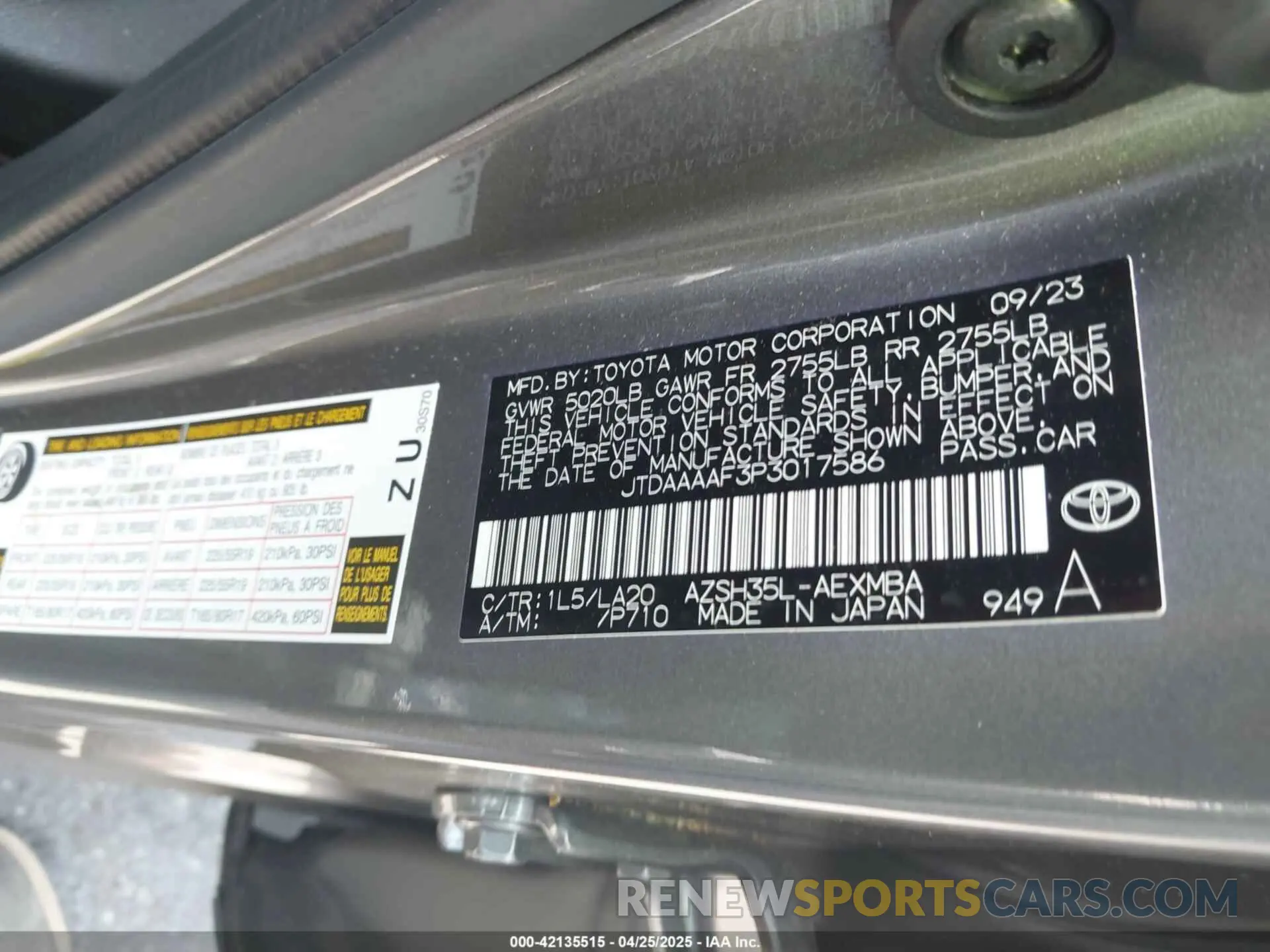 9 fotografías del automóvil dañado JTDAAAAF3P3017586 TOYOTA CROWN 2023