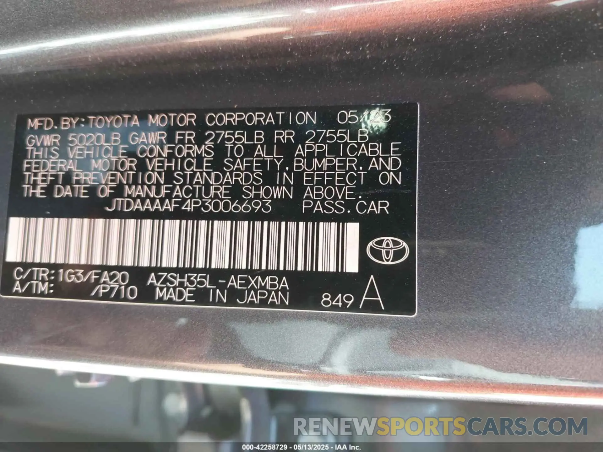 9 fotografías del automóvil dañado JTDAAAAF4P3006693 TOYOTA CROWN 2023