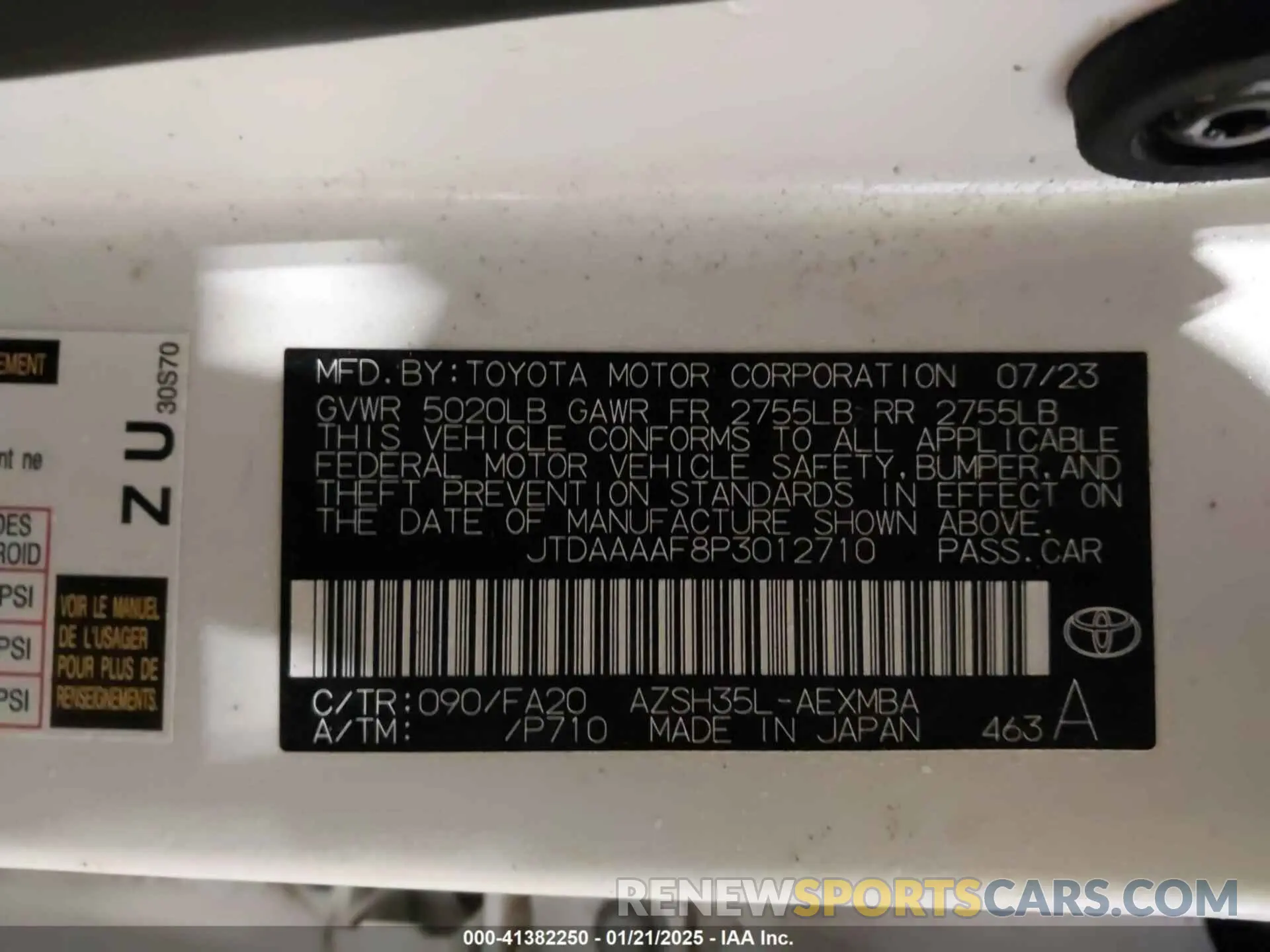 9 fotografías del automóvil dañado JTDAAAAF8P3012710 TOYOTA CROWN 2023