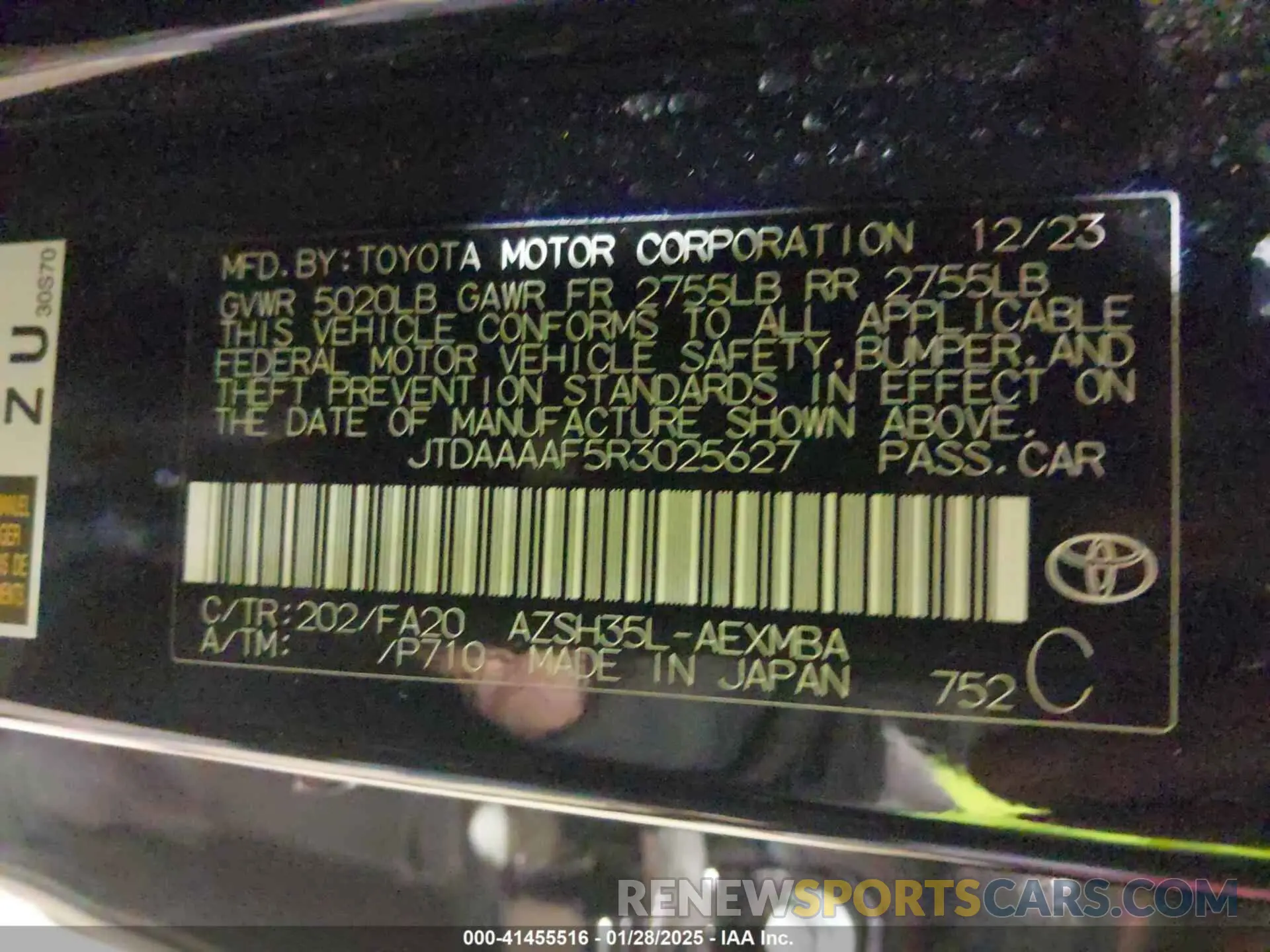 9 fotografías del automóvil dañado JTDAAAAF5R3025627 TOYOTA CROWN 2024