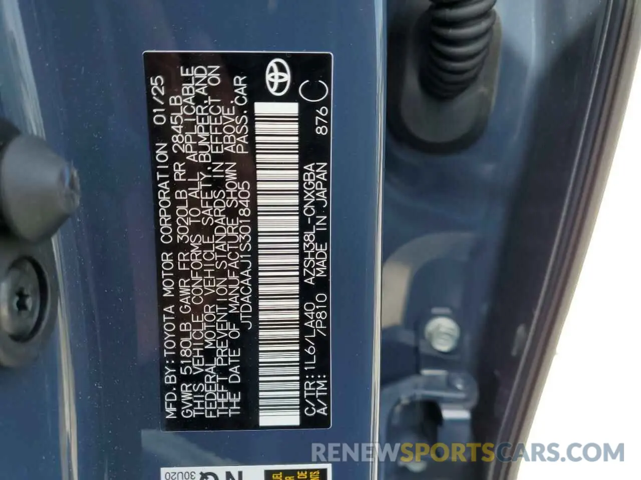 12 fotografías del automóvil dañado JTDACAAJ1S3018405 TOYOTA CROWN SIGN 2025