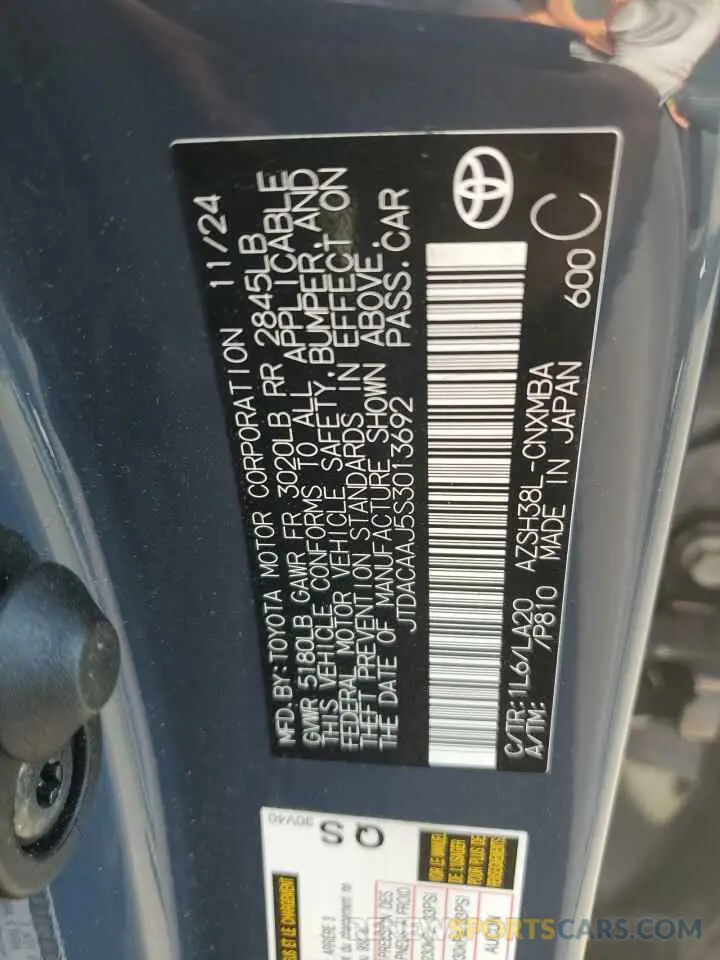 15 fotografías del automóvil dañado JTDACAAJ5S3013692 TOYOTA CROWN SIGN 2025