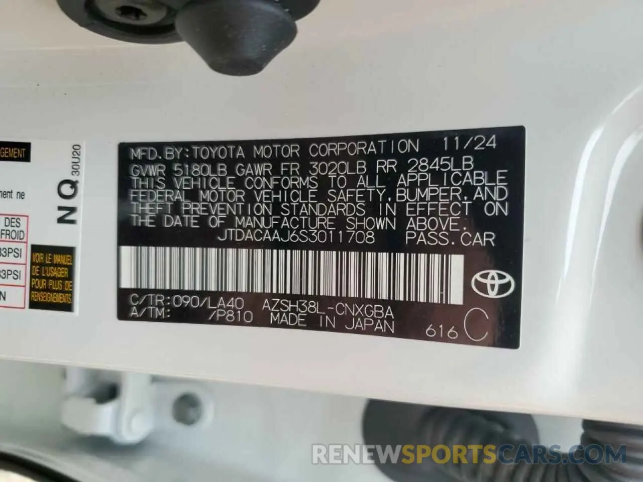 14 fotografías del automóvil dañado JTDACAAJ6S3011708 TOYOTA CROWN SIGN 2025