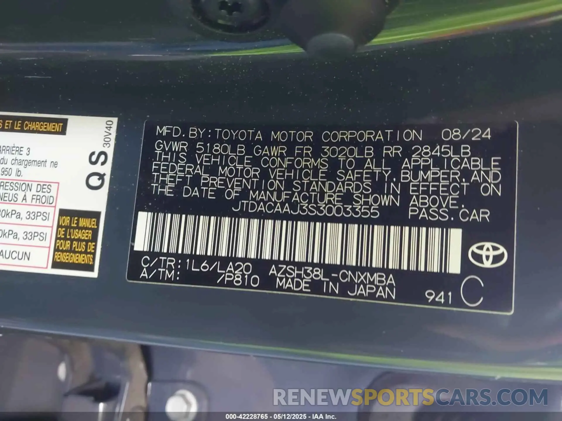 9 fotografías del automóvil dañado JTDACAAJ3S3003355 TOYOTA CROWN SIGNIA 2025