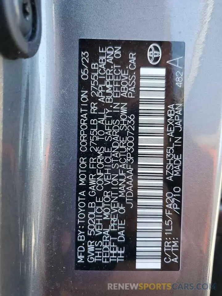 13 fotografías del automóvil dañado JTDAAAAF3P3007236 TOYOTA CROWN XLE 2023