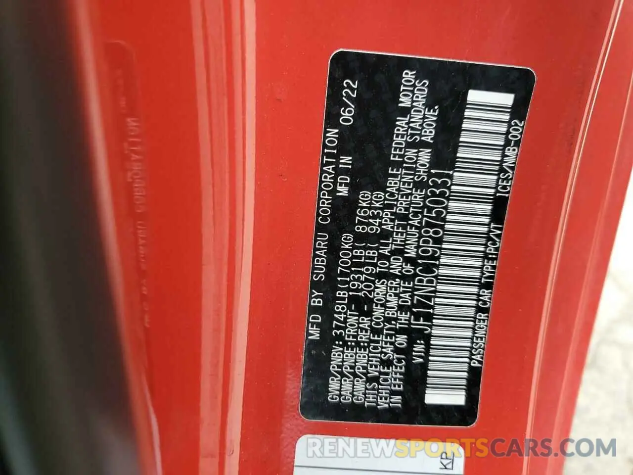 13 fotografías del automóvil dañado JF1ZNBC19P8750331 TOYOTA GR 86 2023