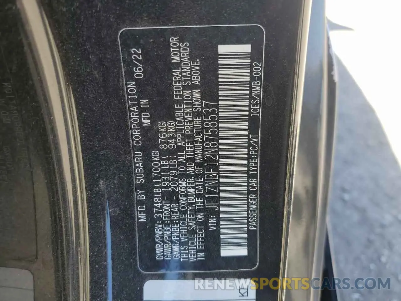 14 fotografías del automóvil dañado JF1ZNBF12N8758537 TOYOTA GR 86 PREM 2022