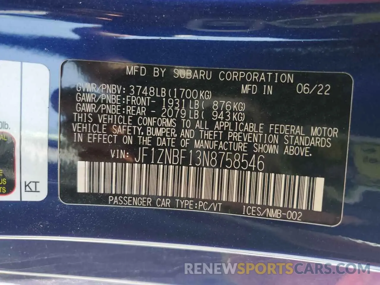 13 fotografías del automóvil dañado JF1ZNBF13N8758546 TOYOTA GR 86 PREM 2022